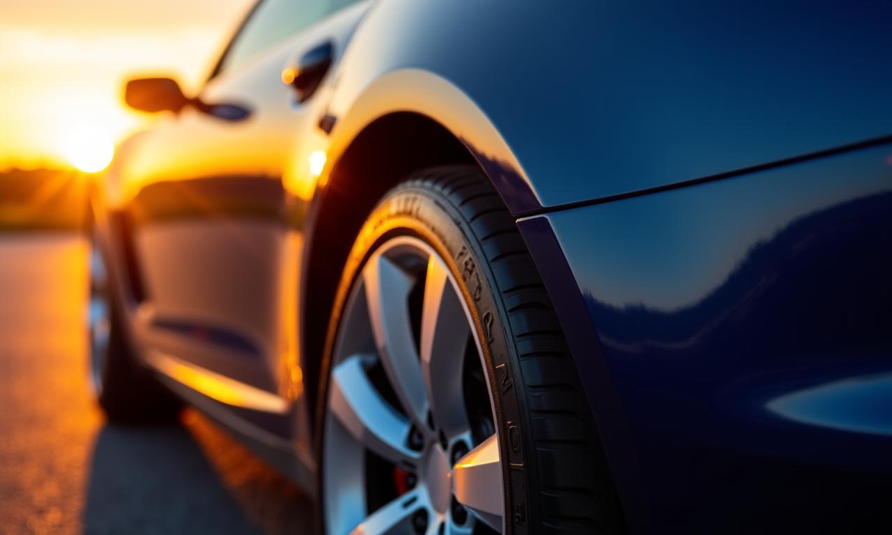 Een blinkende luxe auto met kristalheldere reflectie